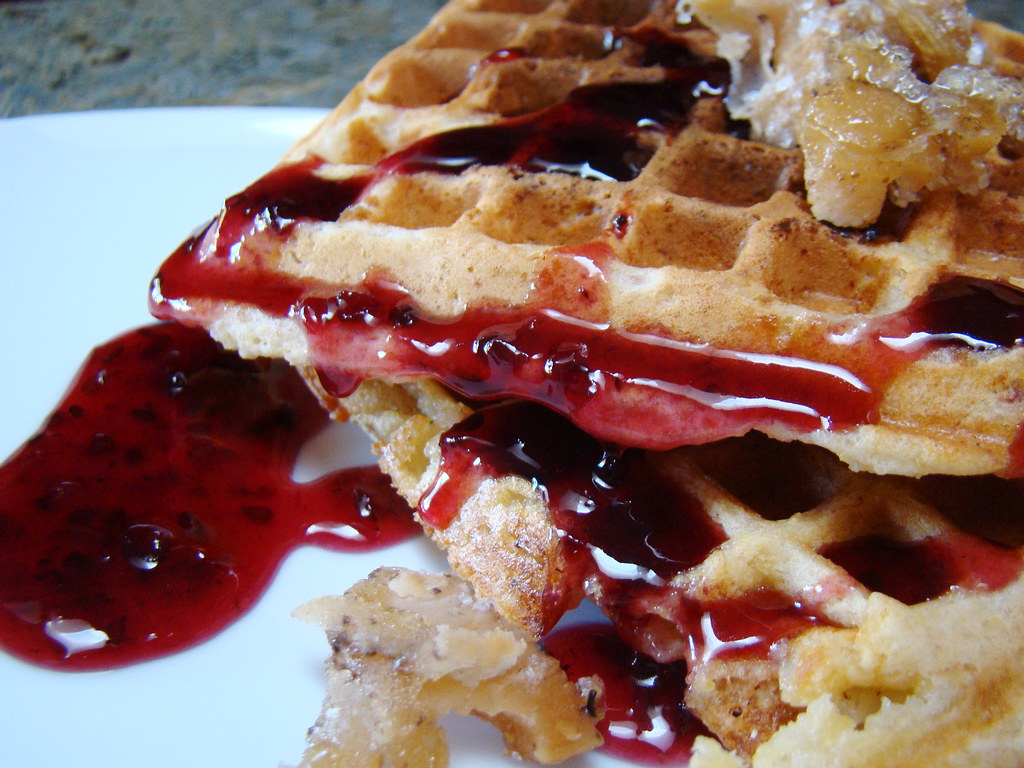 Coconut Plantain Waffle with Boysenberry Actually the syru… Flickr