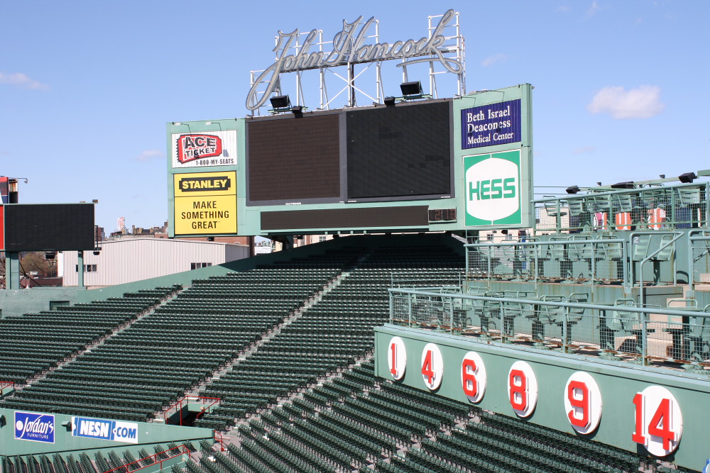 BLEACHER SEATS Bleacher seats at Fenway Park, with the Red… Flickr