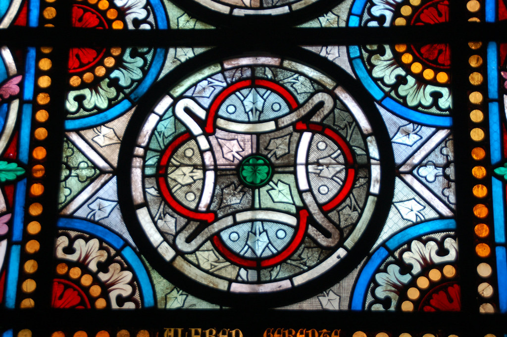 Quatrefoil interwined pattern in stained glass window Flickr