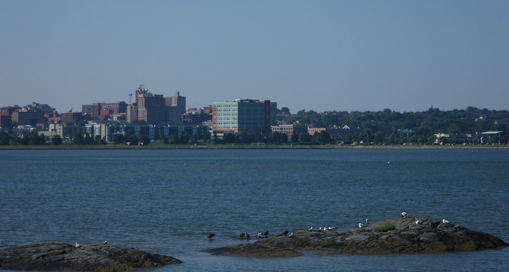 Portland skyline from Baxter Blvd Portland Maine Jane's Adventure