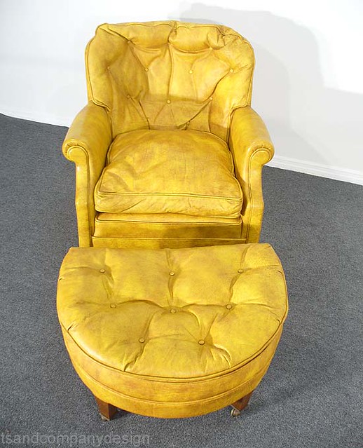 my yellow leather chair + ottoman Brie Flickr