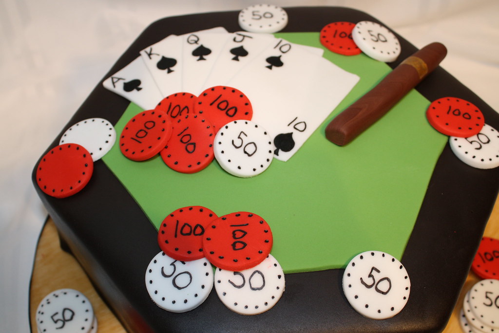 Poker Table Cake poker chips, cards and cigar all fondant.… Carla's