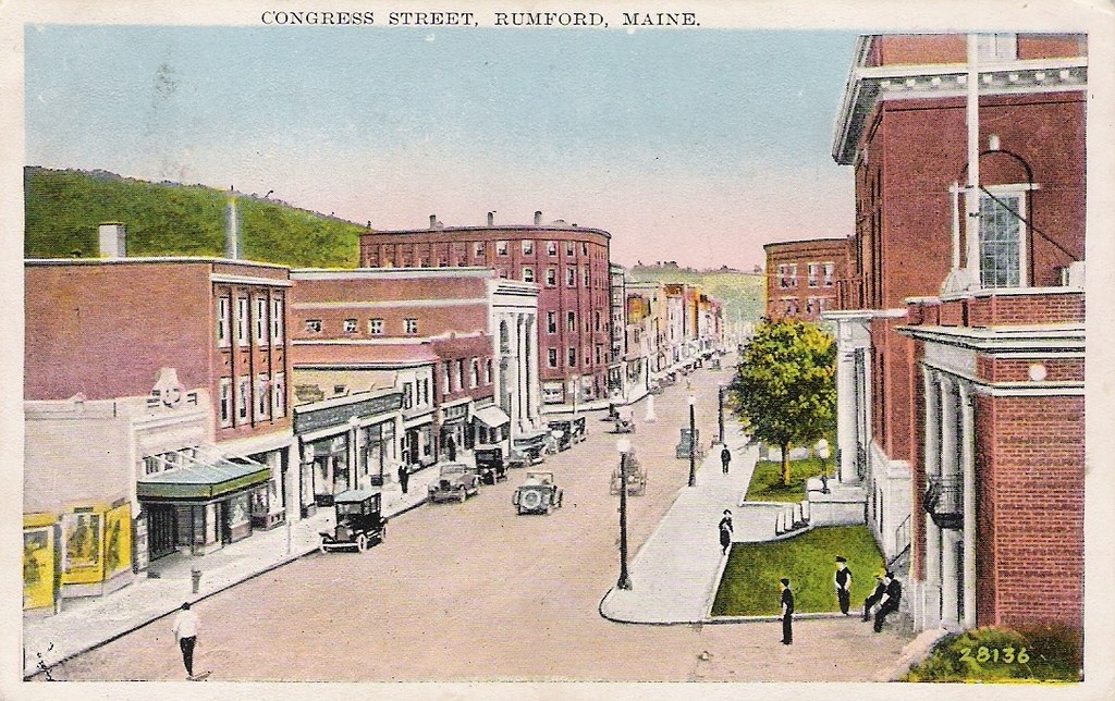 Postcard Congress Street Rumford, Maine, c 1920 Lookin… Flickr