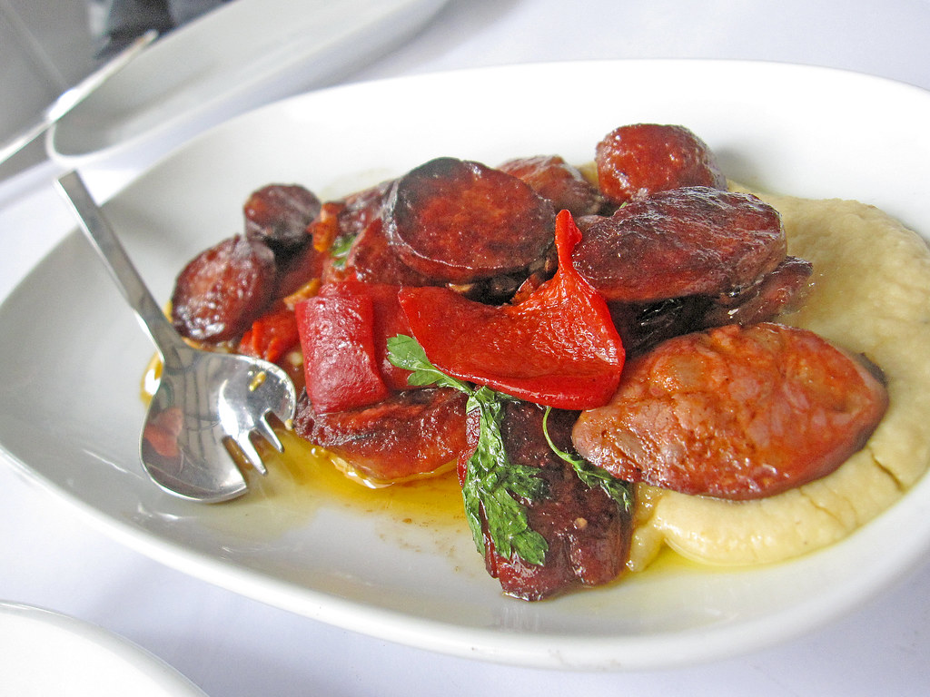 Panfried chorizo picante with piquillo peppers, chickpea … Flickr