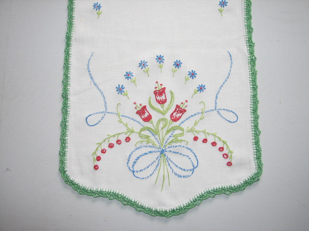 dresser scarf 1 Embroidered on dresser scarf in the 40's o… love to