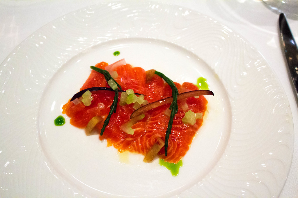 "Crudo" Alaskan Sockeye Salmon, Black Plum, Celery, and Ba… Flickr