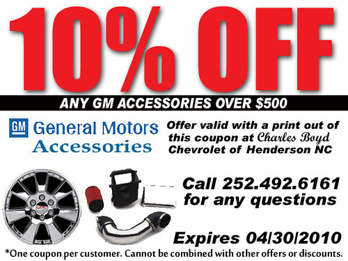 Service Coupon 10 off on any GM Accessories over 500 at … Flickr