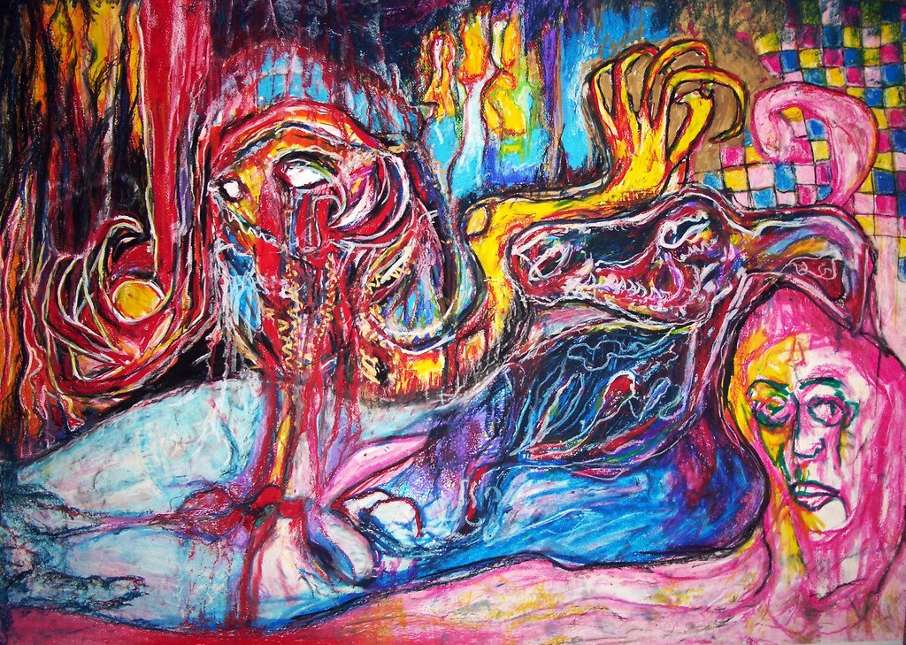 bloody mess bloody mess, 70x100, oil pastel on cardstock, … Flickr