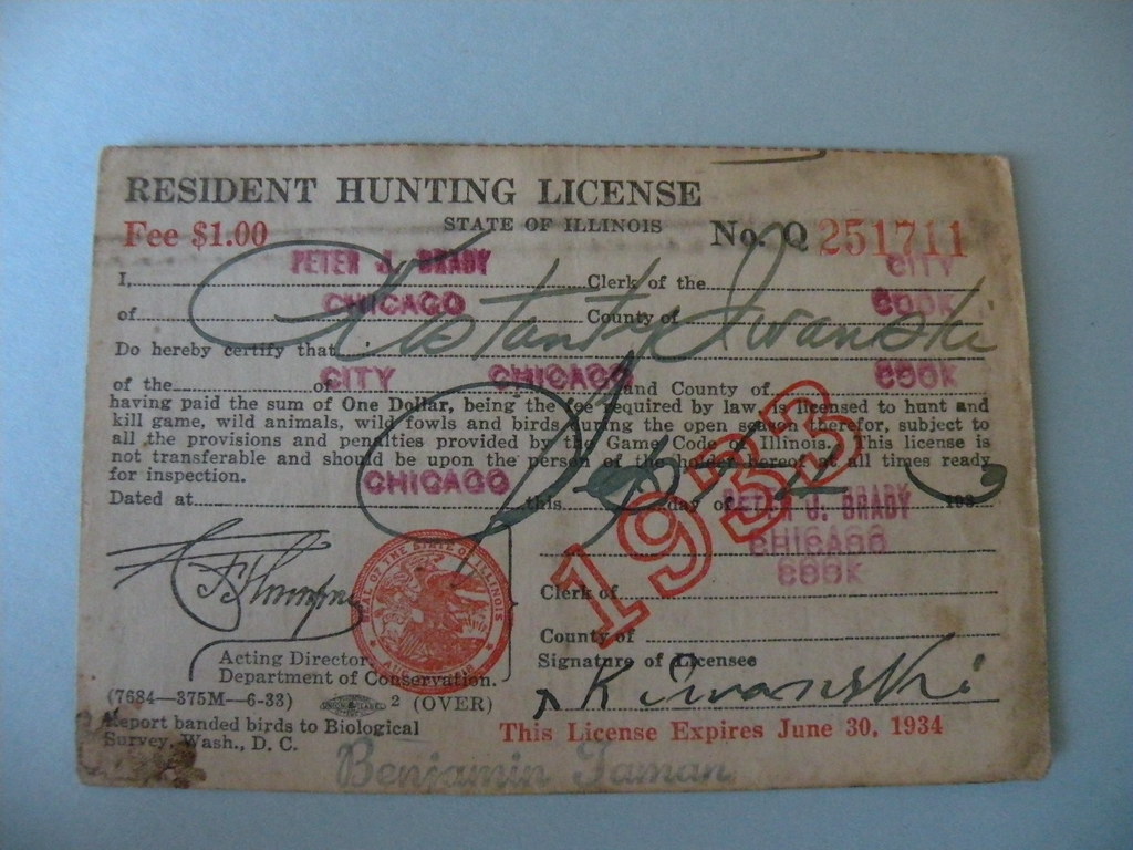 Kostanty "Gust" Iwanski's 1933 Illinois Hunting License Flickr