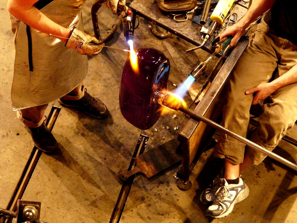 Glass Blowers at Work Seen from a balcony in the hot shop … Flickr