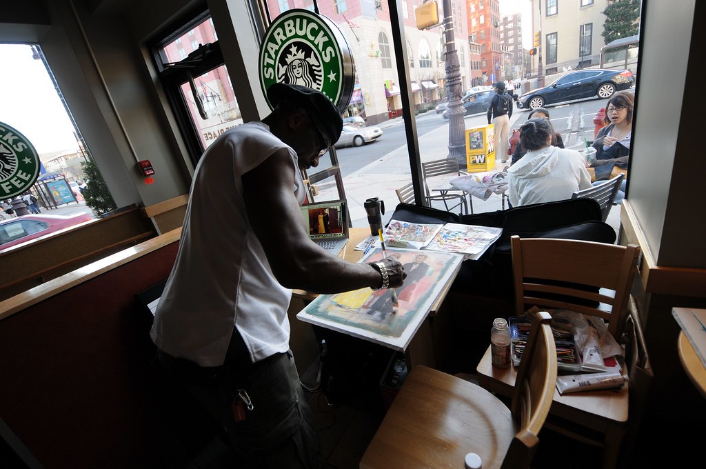 painting at starbucks broad street andrew Flickr