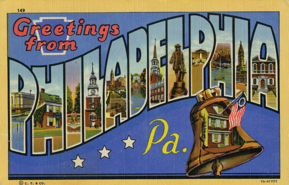 Greetings from Philadelphia, Pennsylvania Large Letter Postcard a