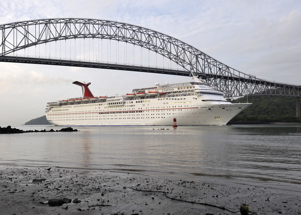 Panama Canal Carnival ship sailing through the Panama Cana