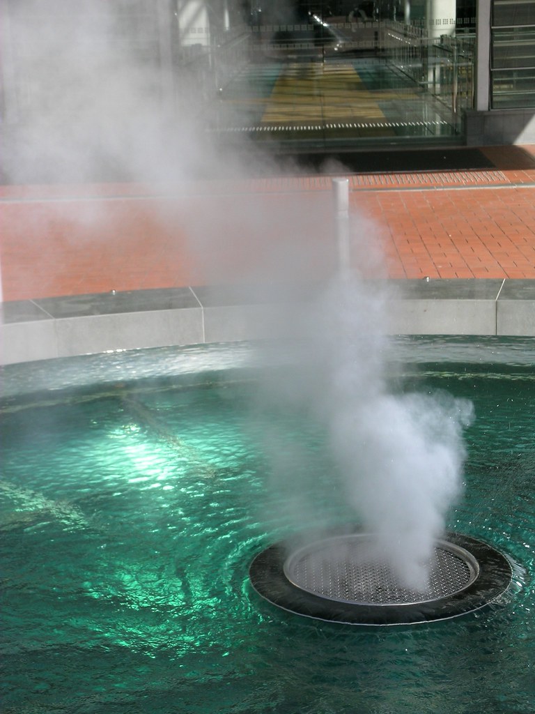 Thermal steam water feature pond above underground platfor… Flickr