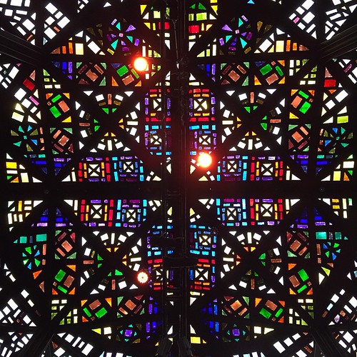 Stained glass ceiling of the Great Hall, NGV International… Flickr