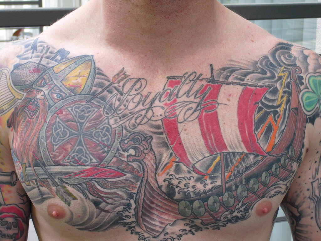 Viking Chest Tattoo Celtic Viking Tattoo On Man Chest And Left Half