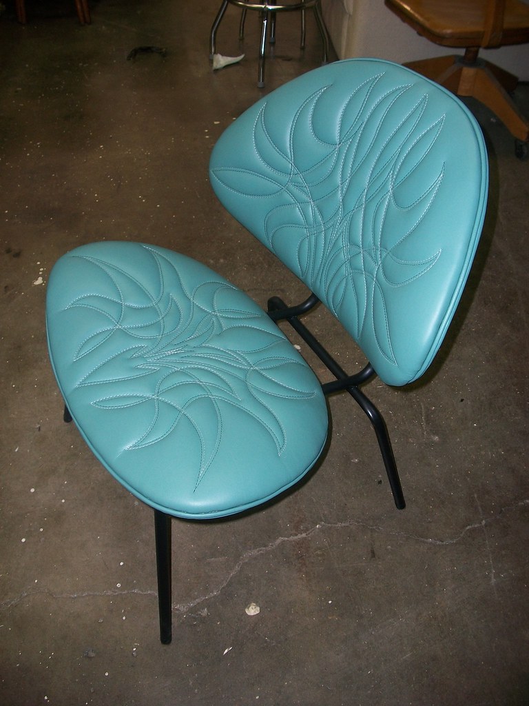 Vintage homecrest chair. Redone in turquoise leather. Pain… Flickr