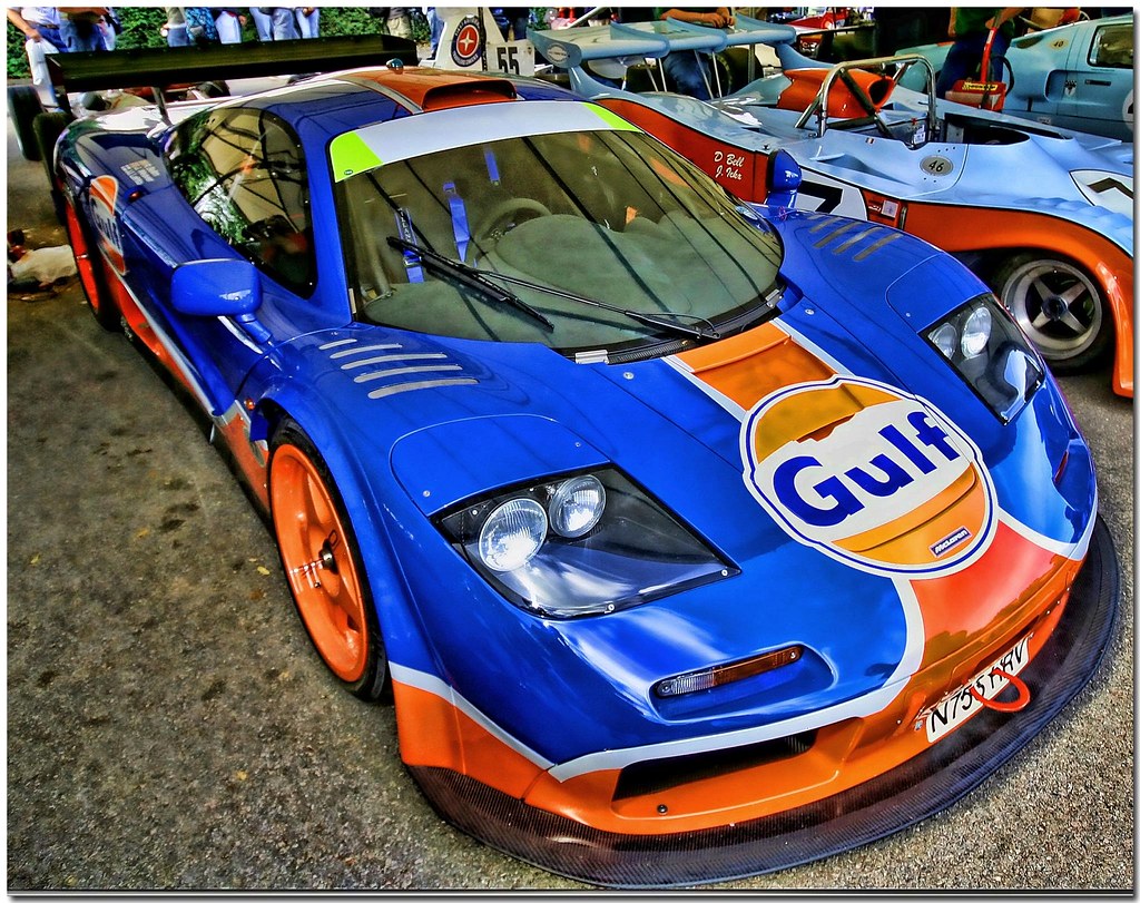 On Black 1995 Gulf Mclaren BMW F1 GTR. Goodwood Festival Of Speed 2008