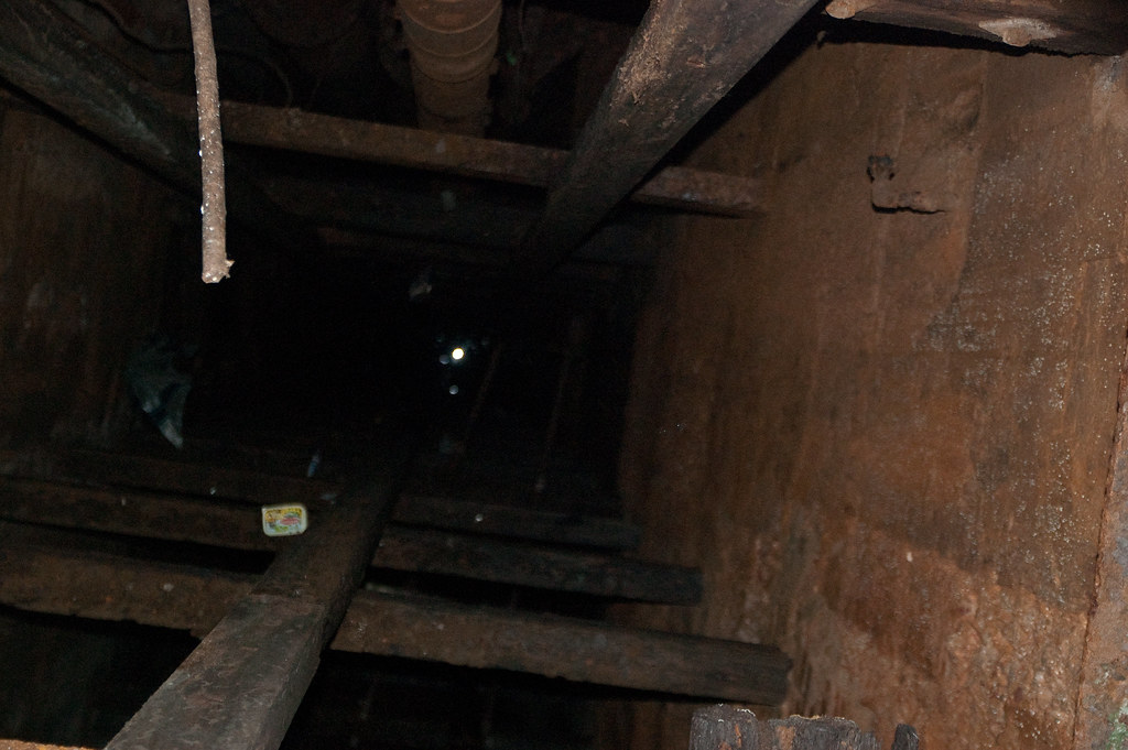 View down the vertical mineshaft, Llanharry, Wales Flickr