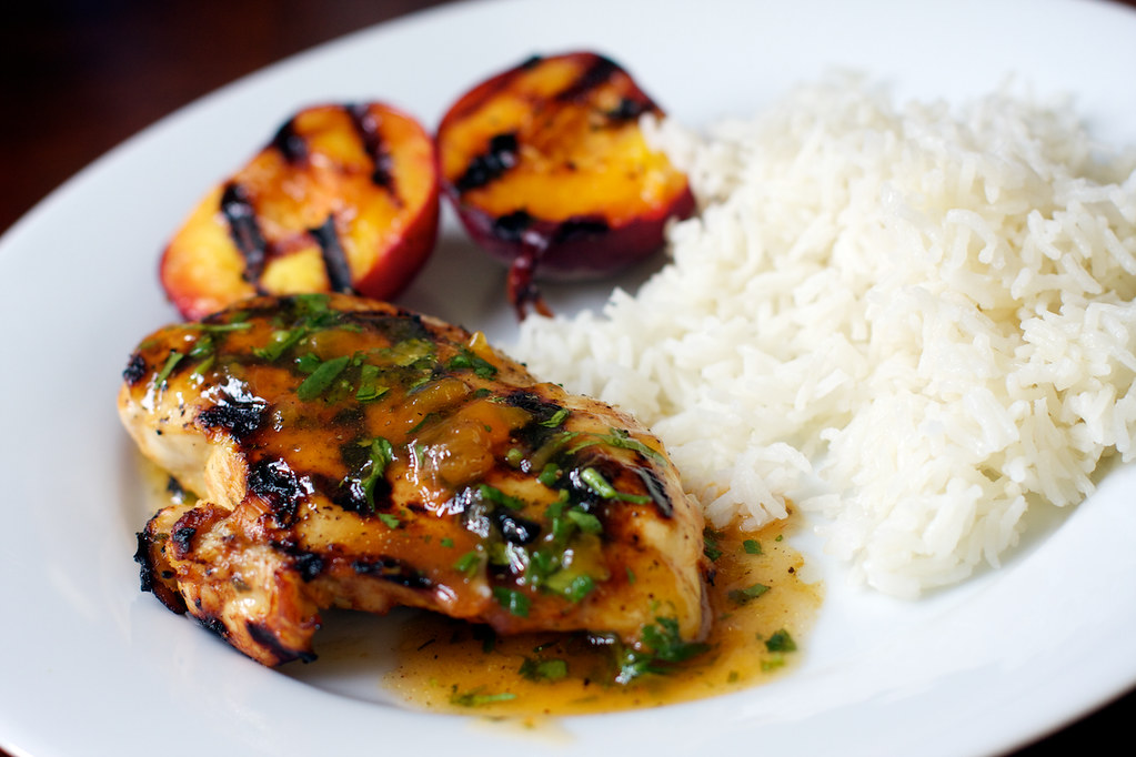 Grilled Chicken and Peaches with Chipotle Peach Dressing Flickr