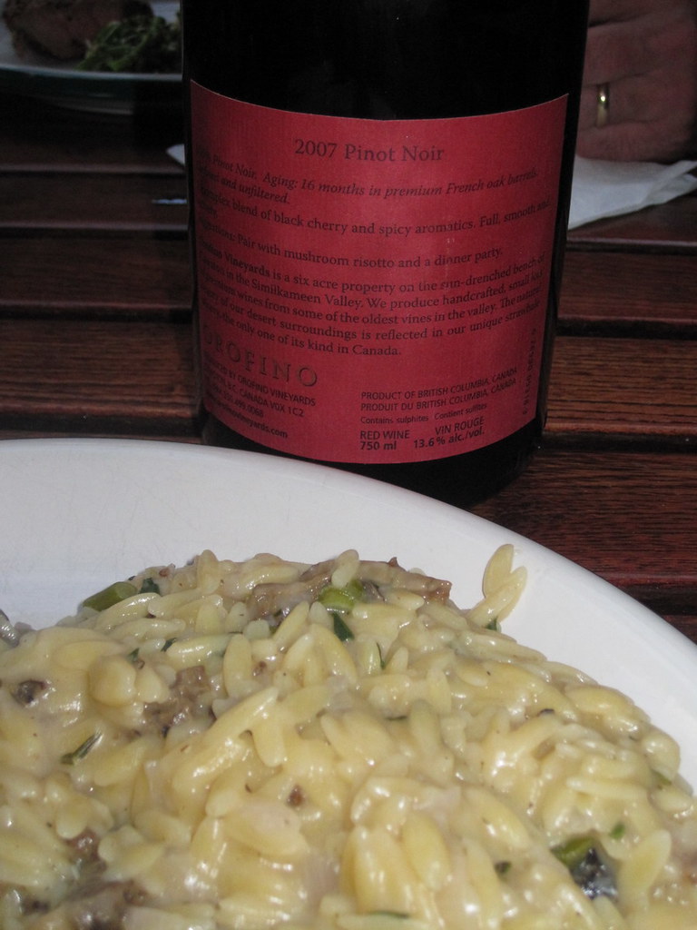 On bottle "Pair with mushroom risotto and a dinner party"… Flickr