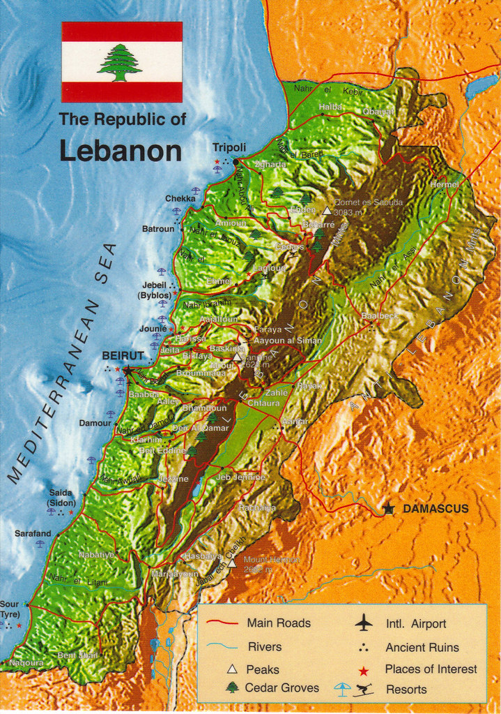 Physical Map Of Lebanon Cities And Towns Map
