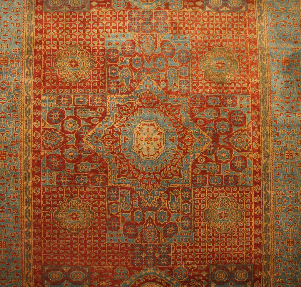 Closeup of Mamluk Wonderfully detailed Oriental carpet. Kush Rugs