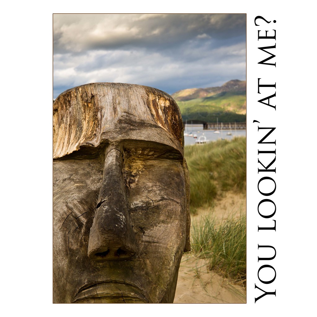 You lookin' at me A wooden "Easter Island" sculpture found… Flickr