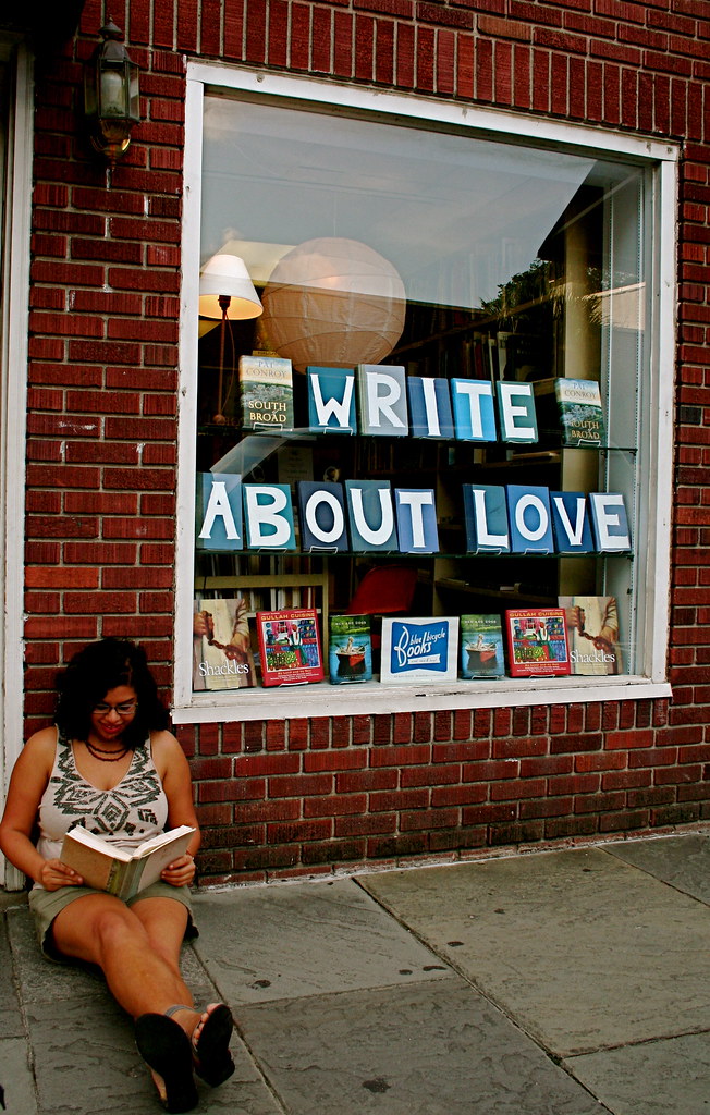 In front of Blue Bicycle Books in Charleston, SC! Meera Dugal Flickr