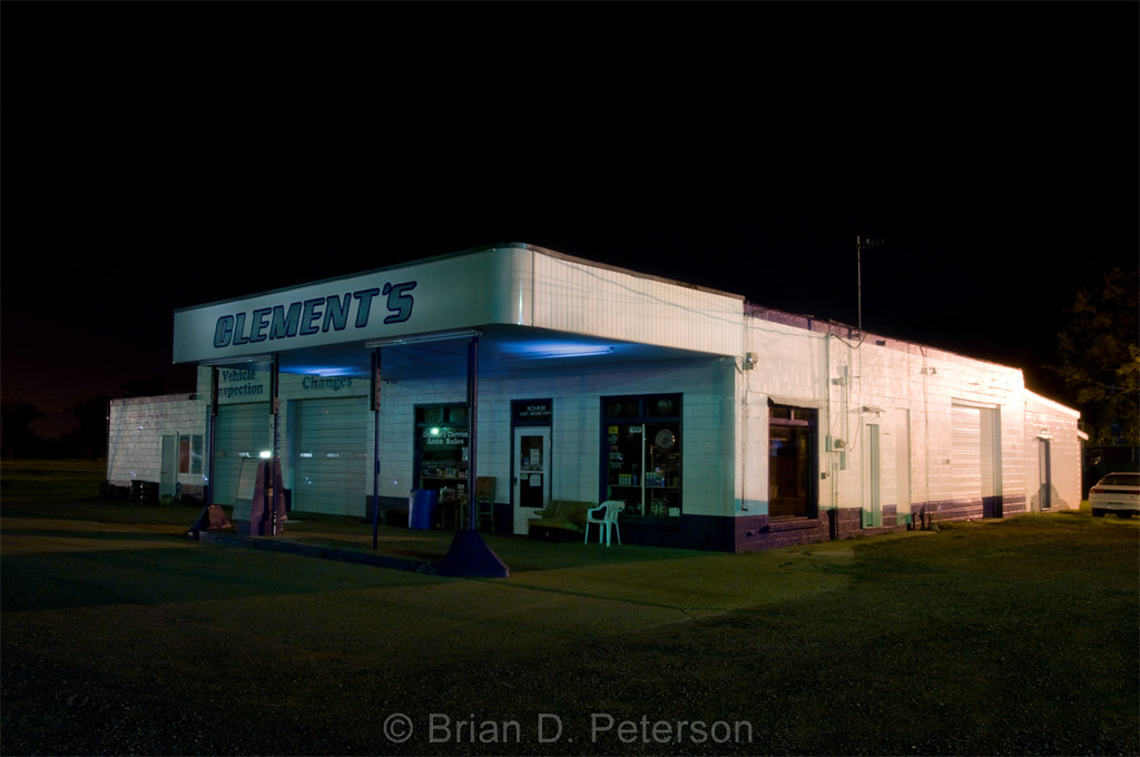 Clements Night shot of Clement's Chevron Auto Sale station… Flickr