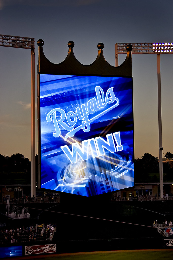 Royals Win! The giant crown scoreboard tells the o… Flickr
