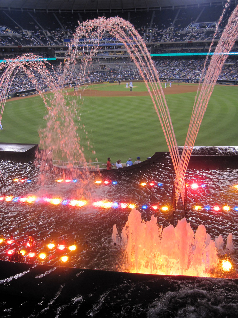 Kauffman Stadium fountains mdhorns Flickr