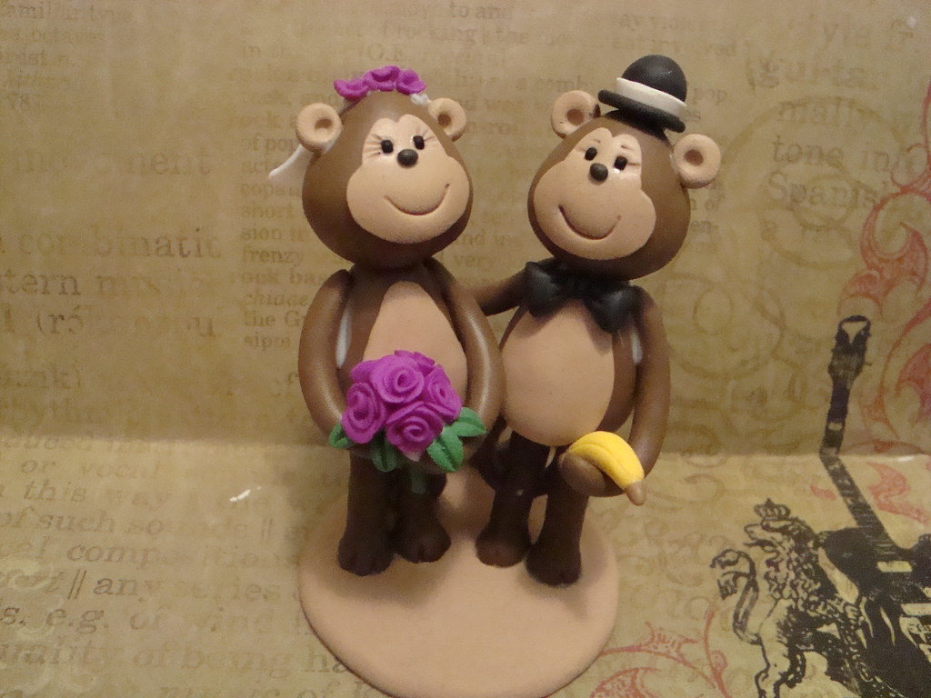 Monkey bride and groom cake topper keren mudahi Flickr