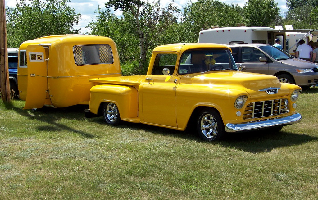 Macklin 10g09 Yellow 1955 Chevie Truck and Trailer, SK Flickr