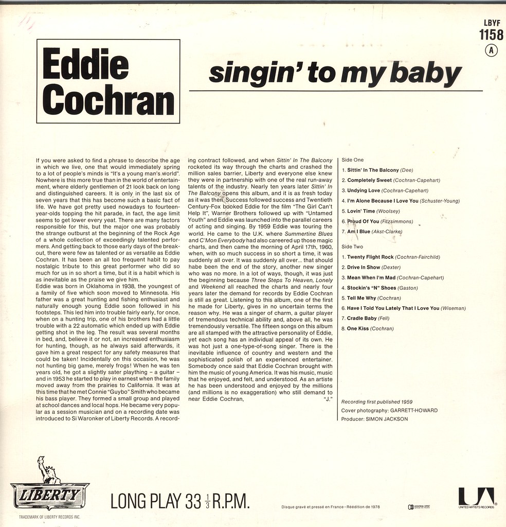 Cochran, Eddie Singin' To My Baby F 1978 Klaus Hiltscher Flickr