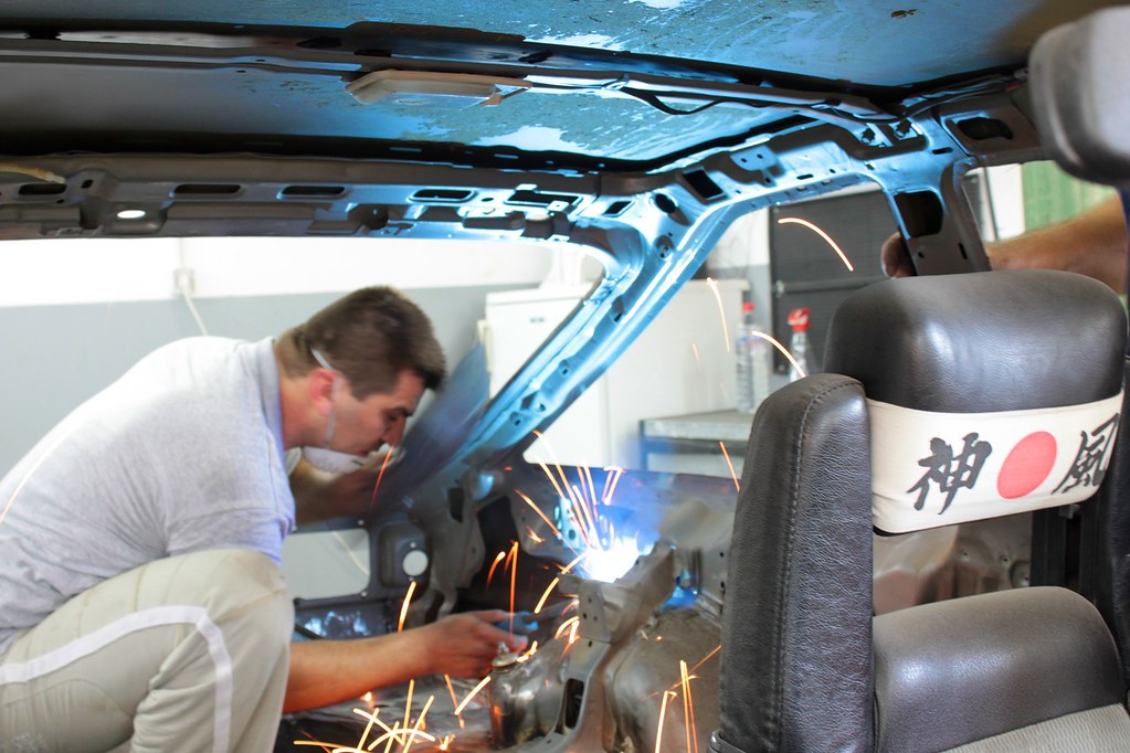 Fire Work Spot welding on a Toyota Corolla GT Twincam 16