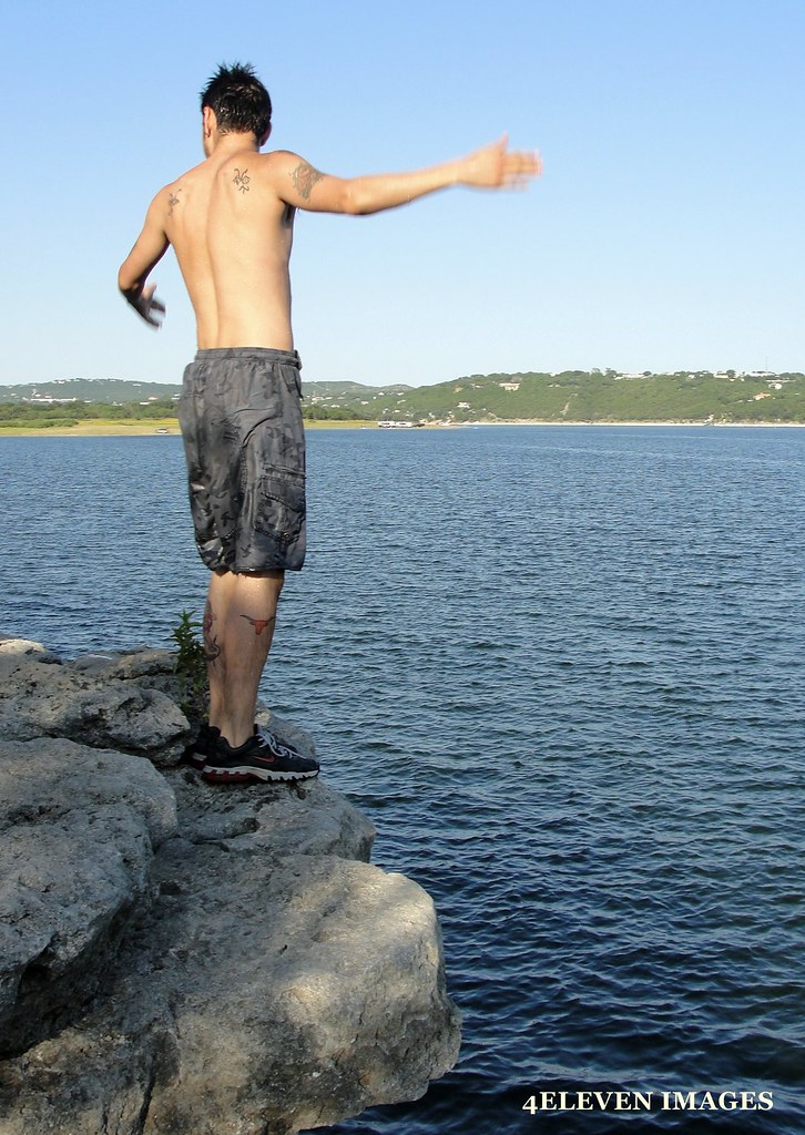 Chop about to jump Cliff diving near Paleface, Lake Travis… Flickr