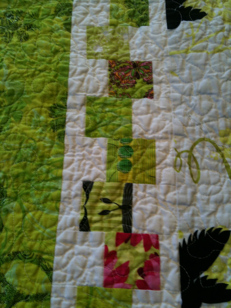 Lime green quilt Detail of the back of the lime green quil