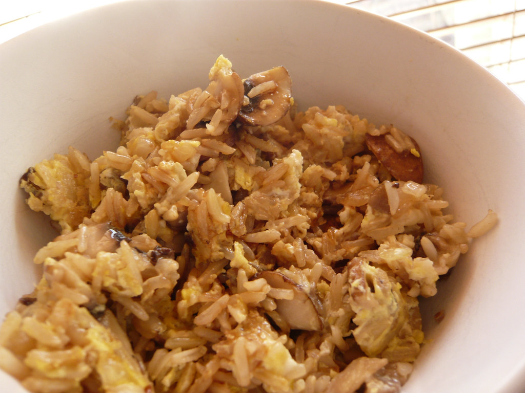 Breakfast fried rice Brown basmati rice, a few sliced mush… Flickr