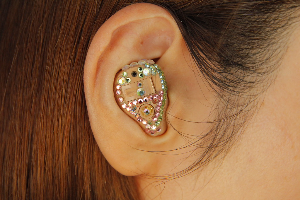 Hearing aid decorated hearing aid with Swarovskies Soichi Yokoyama