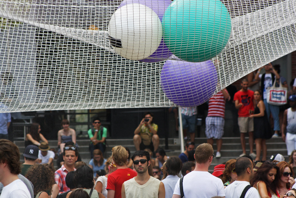 low-hanging balls | Several people hanging out under hanging… | Flickr