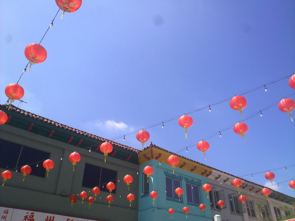 Red Lanterns Blue Sky Chinatown Los Angeles California Flickr