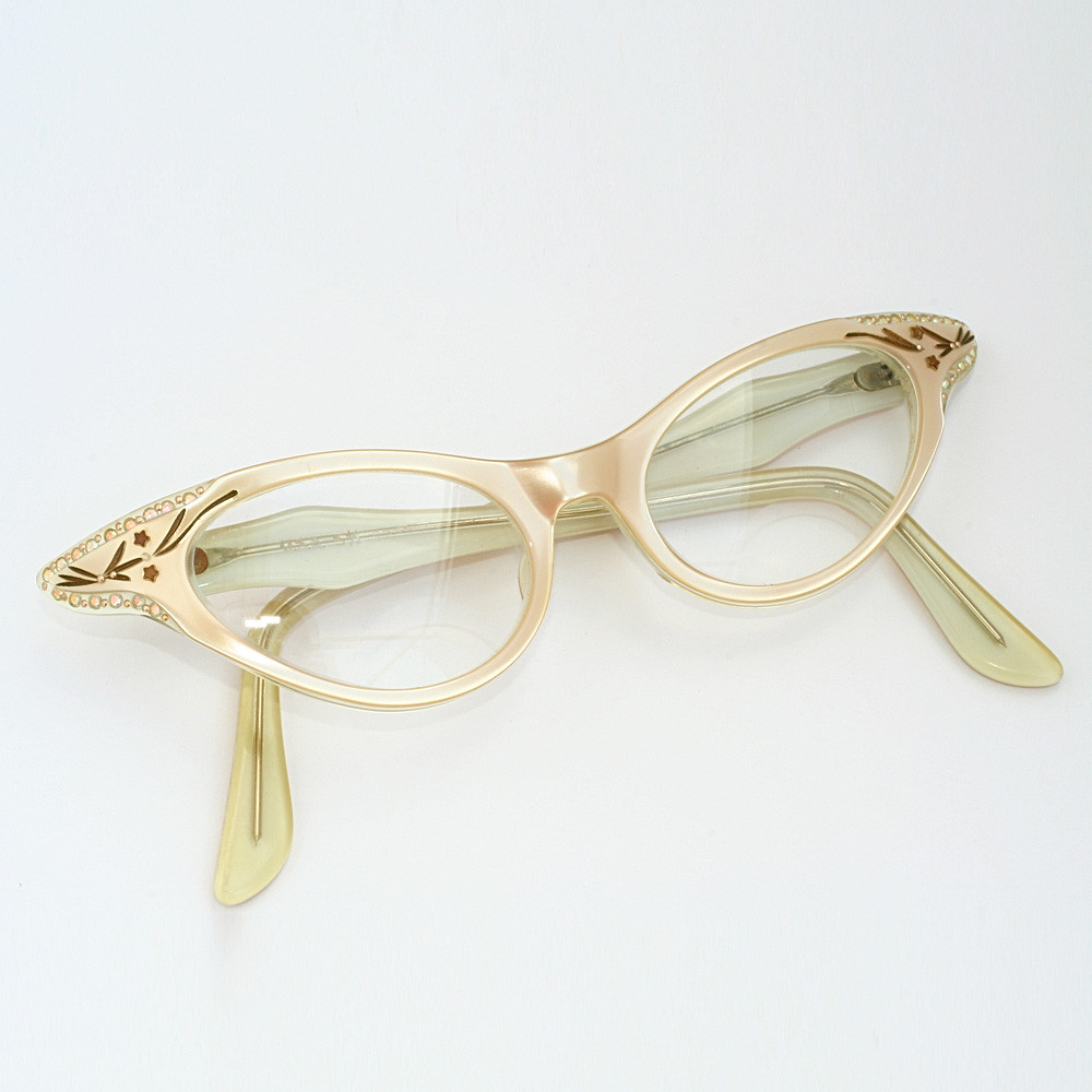 Champagne Gold Cat Eye Eyeglass Frames with Rhinestones an… Flickr