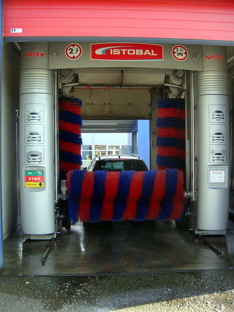 at the car wash a typical saturday in Germany at the car