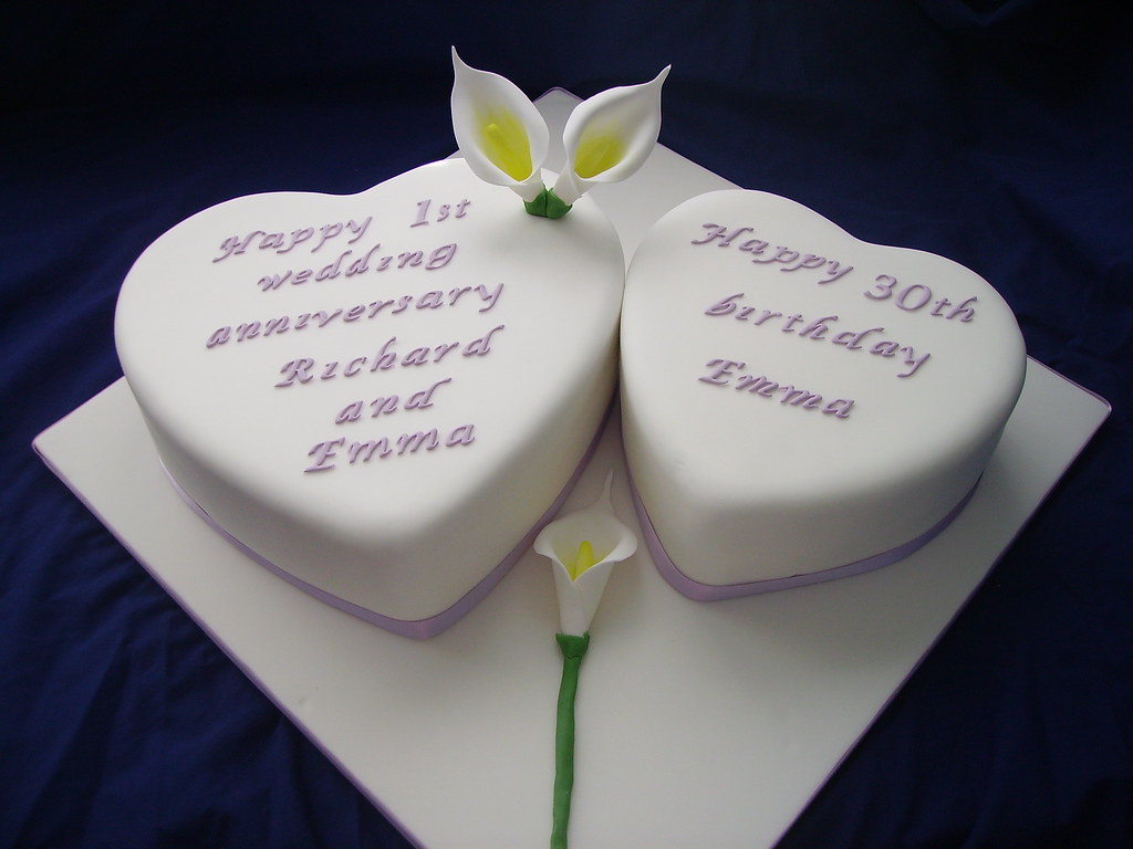 joint birthday and anniversary cake 10 and 8 inch heart ca… Flickr