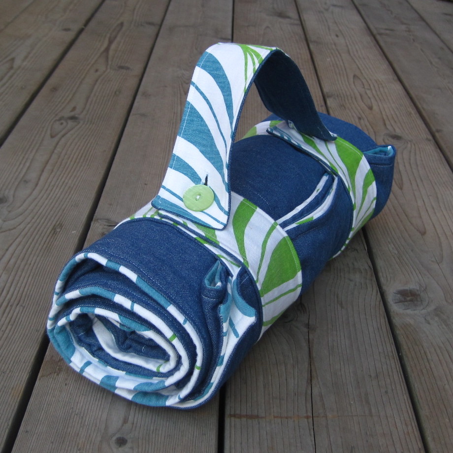 handmade picnic blanket with upcycled vintage fabric in bl… Flickr