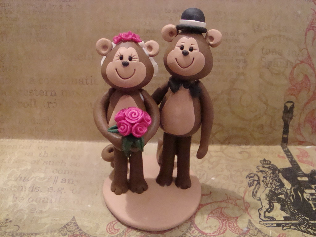 Monkey bride and groom cake topper keren mudahi Flickr