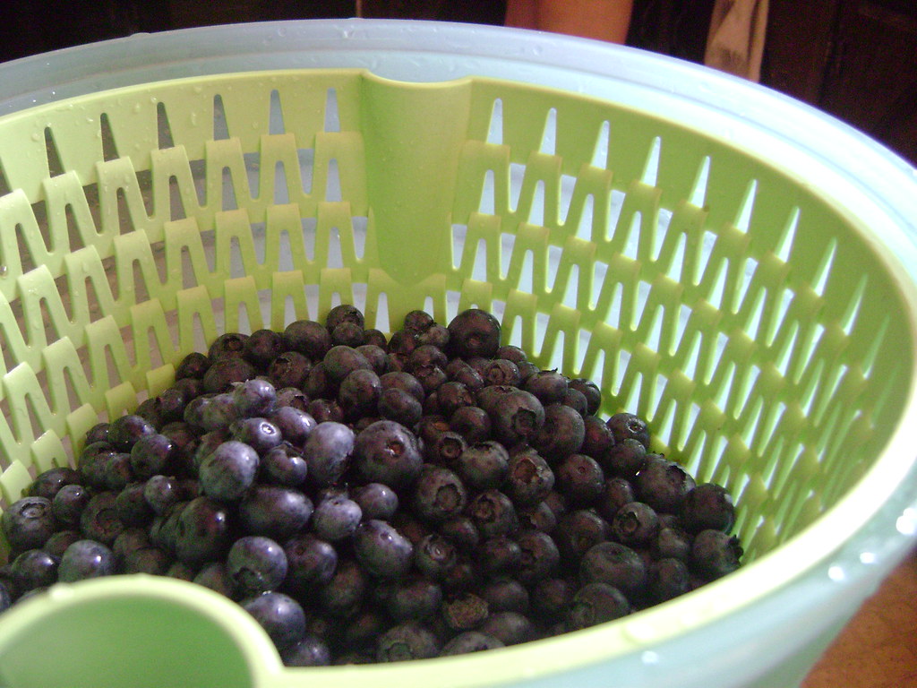 Blueberries In a salad spinner to dry karieats.wordpress.c