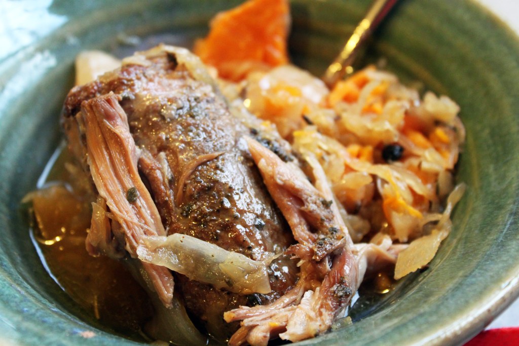 Slowcooked Pork Shoulder with Sauerkraut, Sweet Potato, a… Flickr