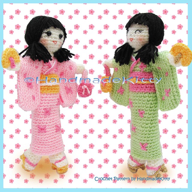 Kimiko and Midori Japanese Dolls Amigurumi Crochet Pattern by